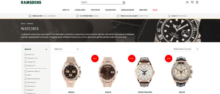 Ramsdens pre deals owned watches